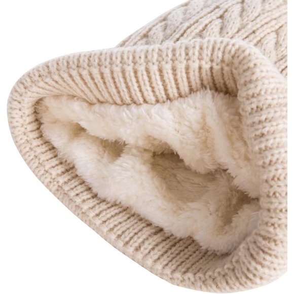 Kids Winter Beanie Hat, Children's Warm Fleece Lined Knit Thick Ski Cap with Pom - Picture 5 of 7